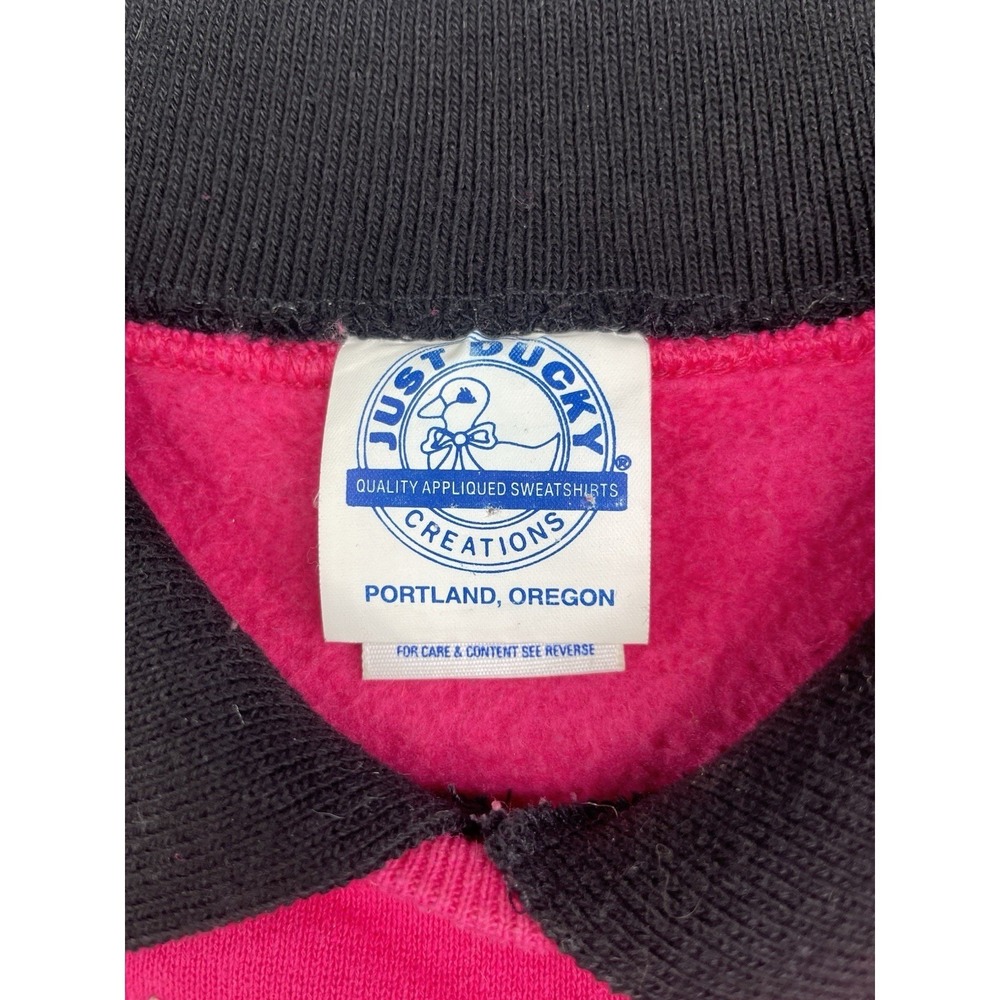 Vintage 90's Jerzees Sweatshirt Women's L Cats Pullover Pink Collared - Picture 5 of 9